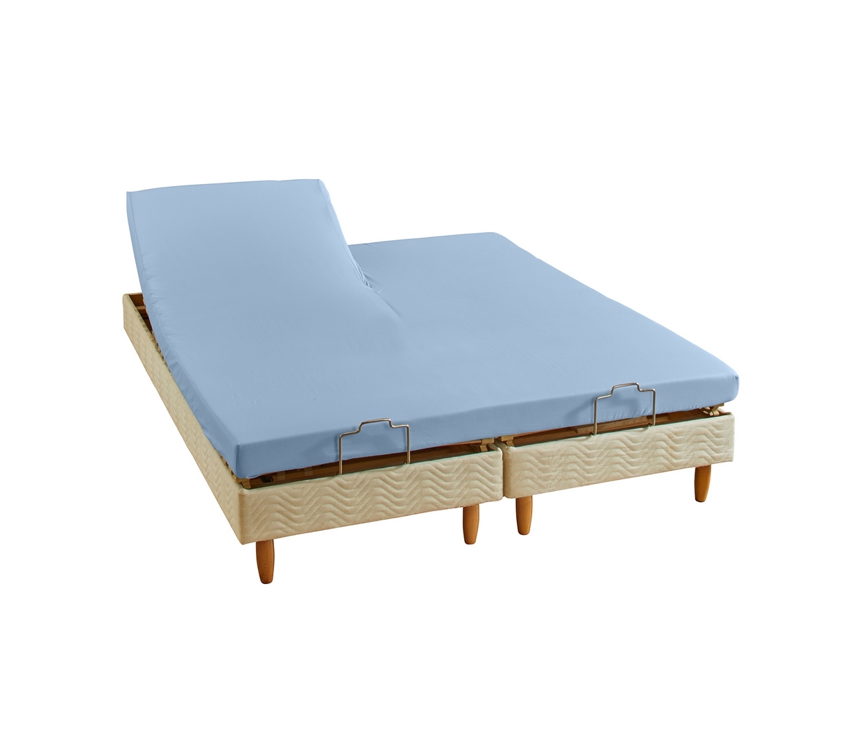 DRAP HOUSSE 2 TÊTES UNI PERCALE BLEU CIEL 