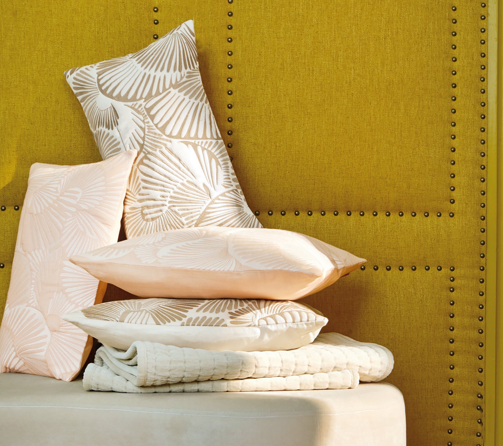 ENSEMBLE ENVELOPPE COUSSIN SILLAGES BEIGE 