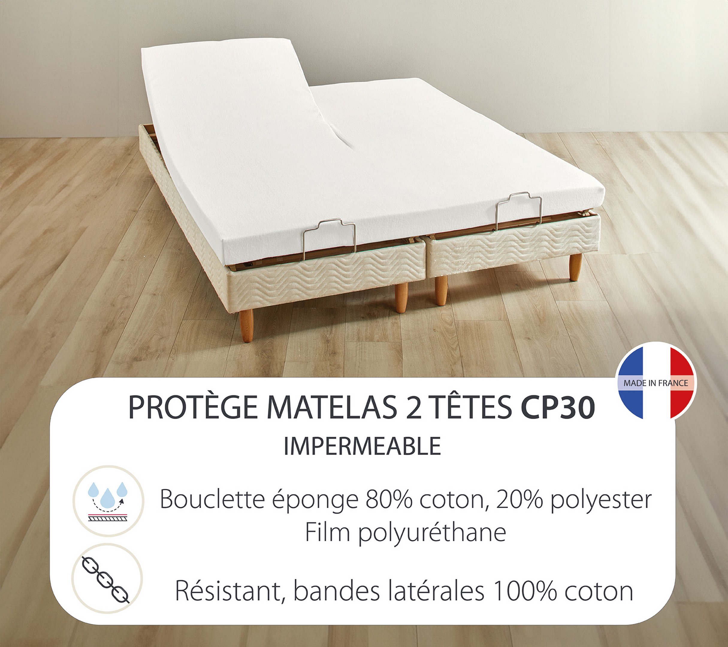 FORME HOUSSE 2 TETES UNI QUALITE CP30 BLANC 