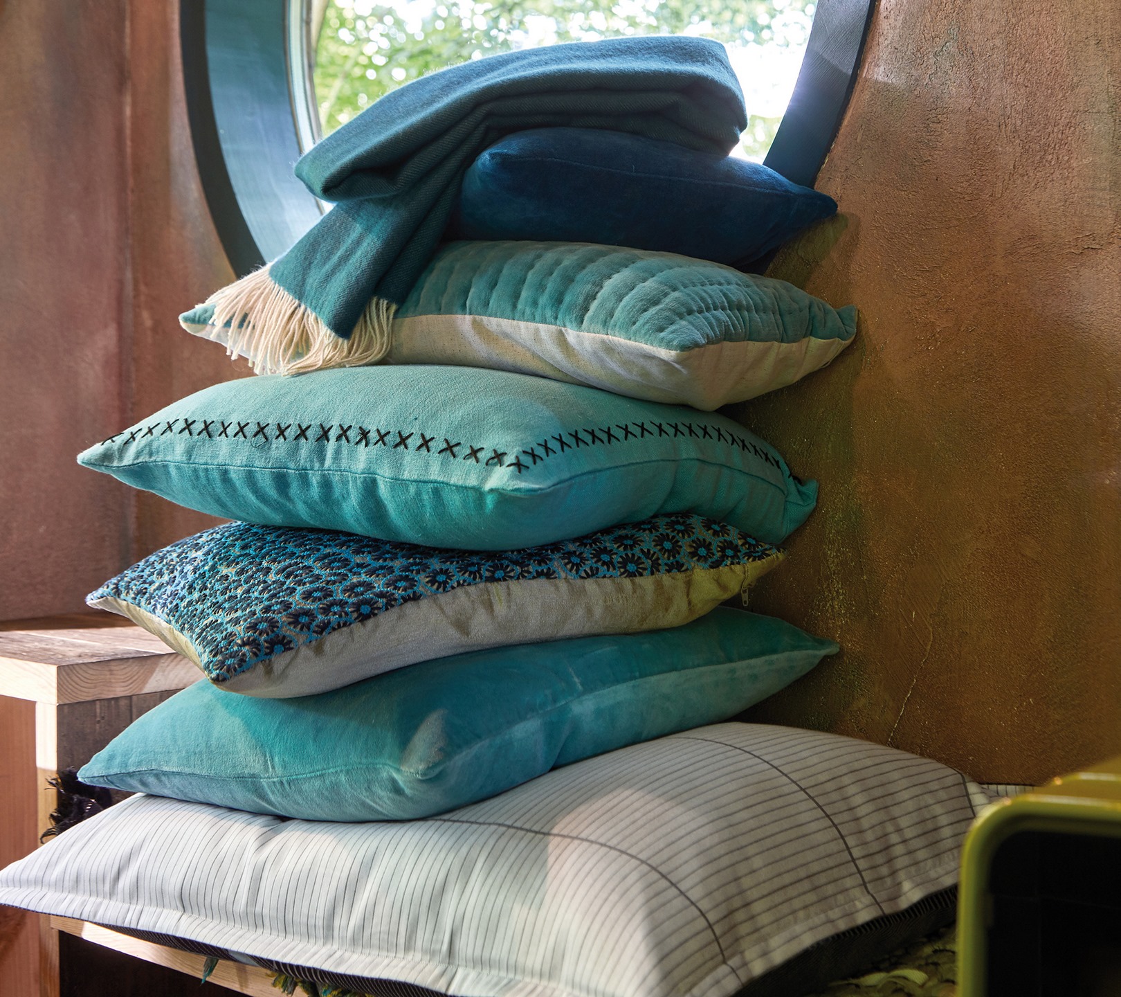 ENSEMBLE ENVELOPPE COUSSIN FARNIENTE CELADON 