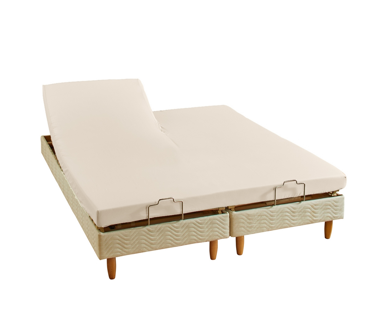 DRAP HOUSSE 2 TÊTES UNI SATIN NATUREL 