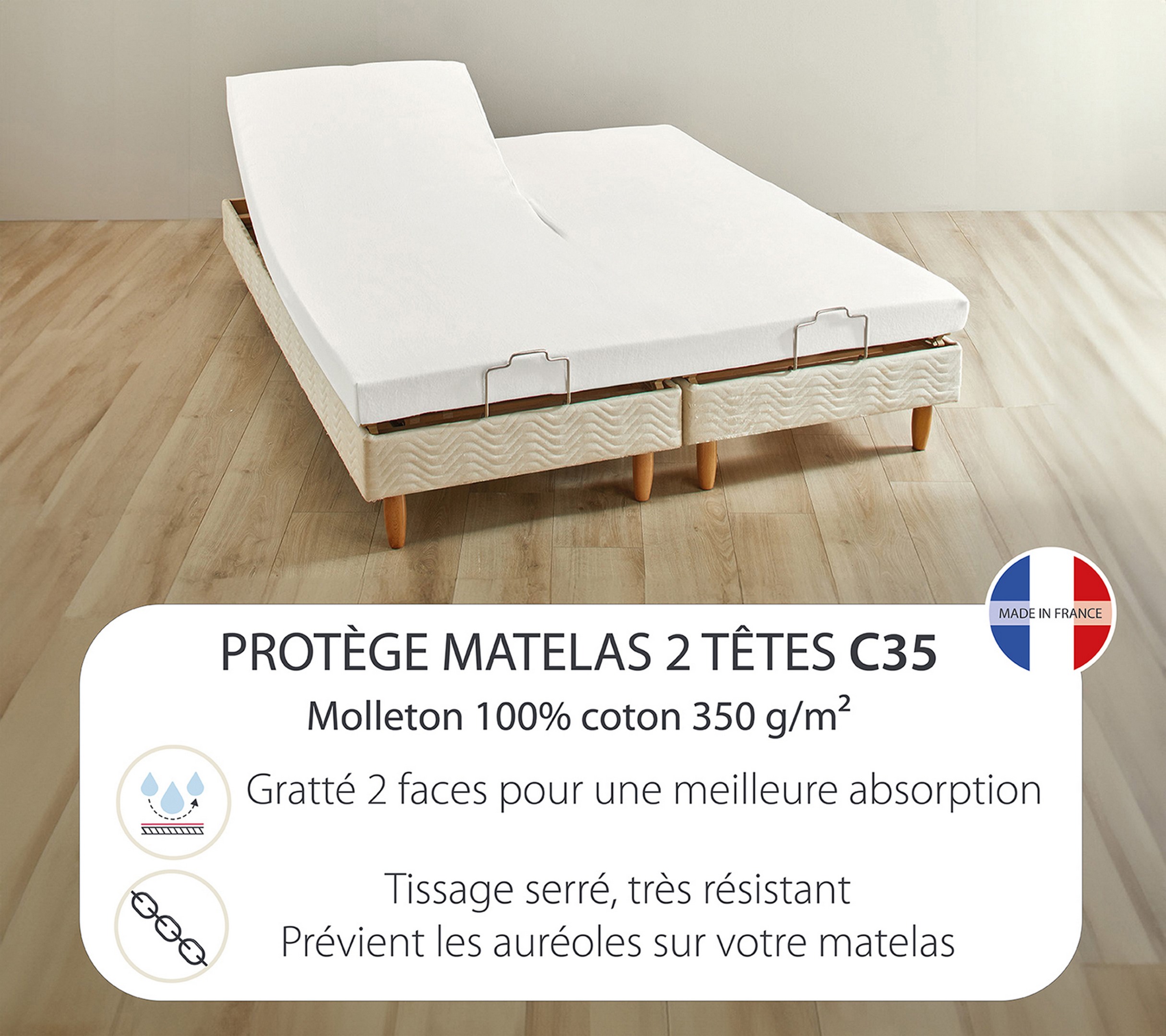 FORME HOUSSE 2 TETES UNI QUALITE C35 BLANC 