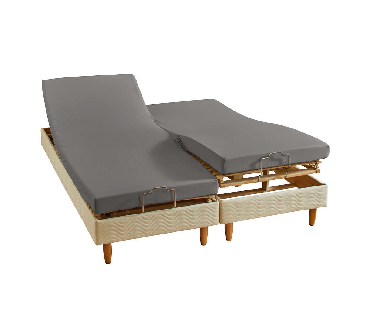 DRAP HOUSSE 4 TÊTES UNI SATIN ARDOISE 