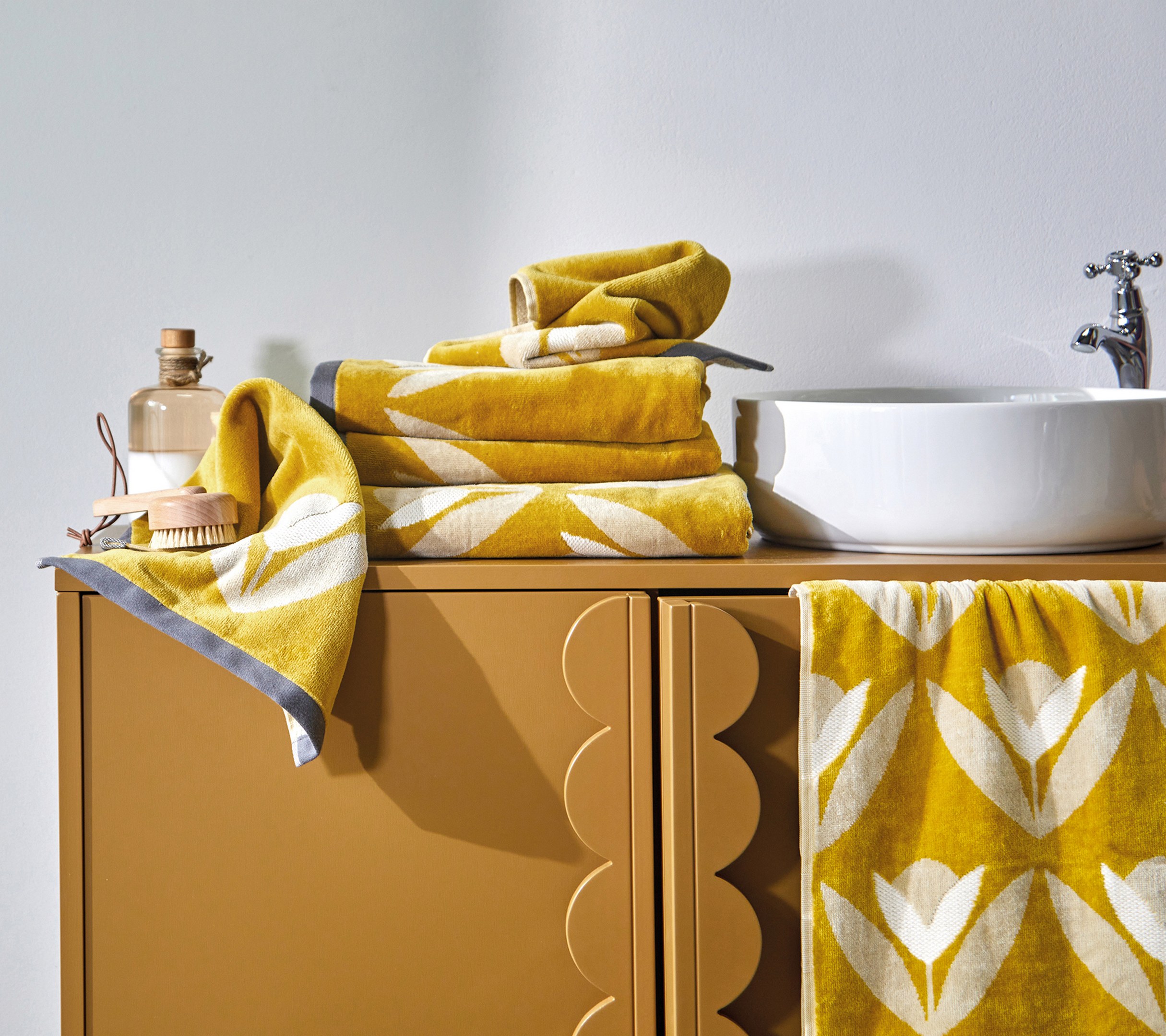 DRAP DE DOUCHE TULIPA OCRE 