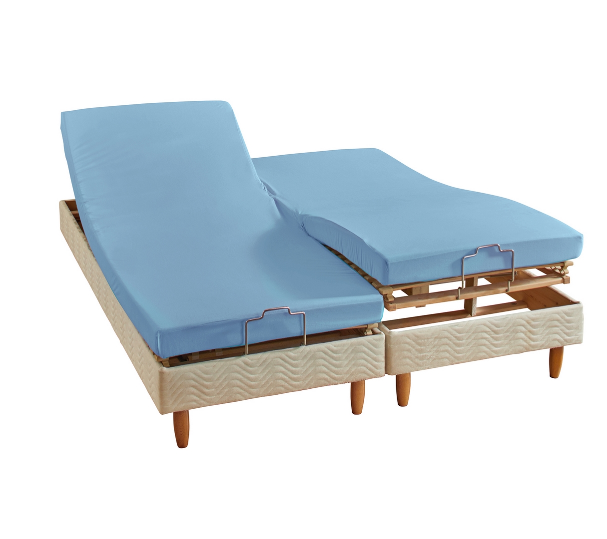 ENSEMBLE UNI COTON EXTENSIBLE BLEU CIEL 