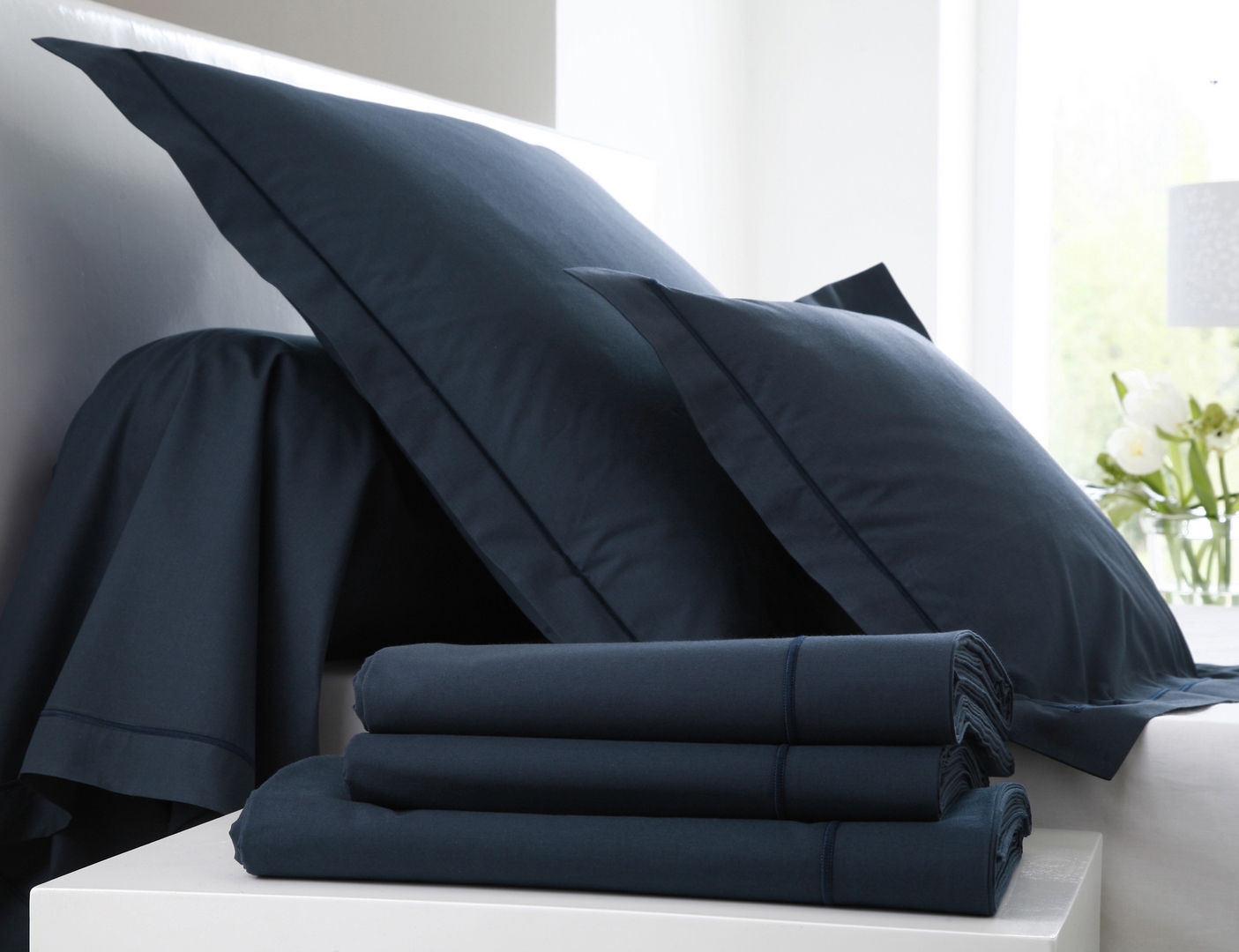 ENSEMBLE UNI SATIN BLEU CORINTHE 