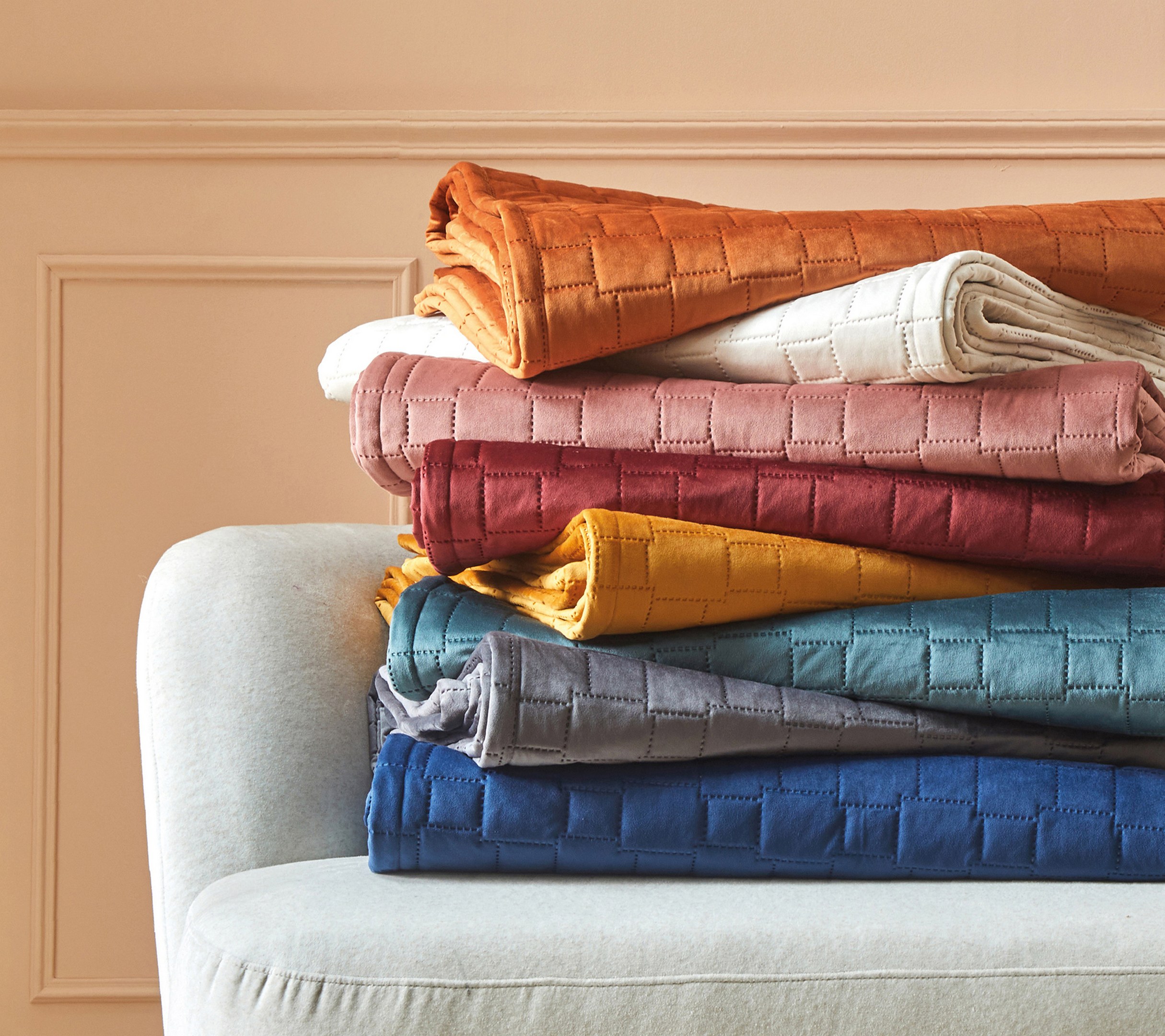 Jeté de lit, dessus de lit, couverture Spirit Blanc des Vosges